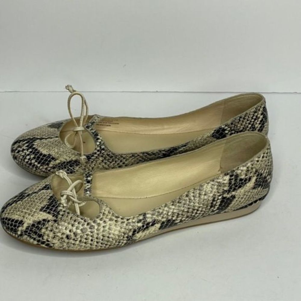 Cole Haan Snake Print Leather Tie Flats‎